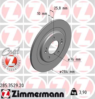 Zimmermann 285.3529.20 - Гальмівний диск autocars.com.ua