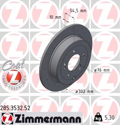 Zimmermann 285.3532.52 - Гальмівний диск autocars.com.ua