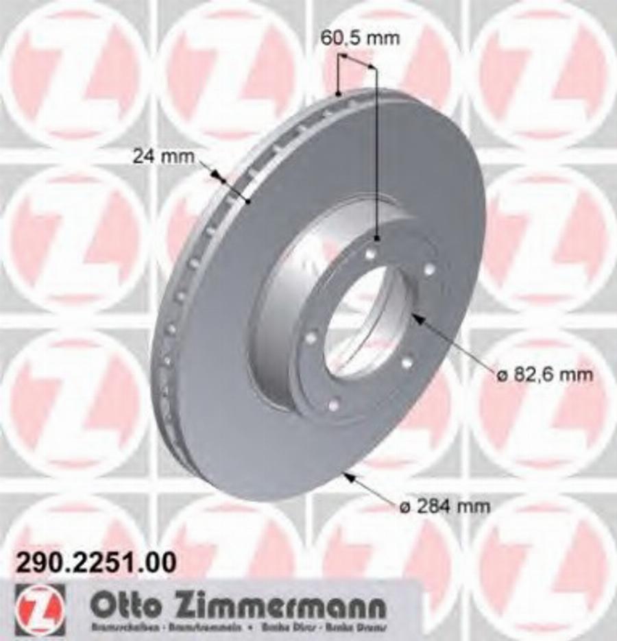 Zimmermann 290225100 - Гальмівний диск autocars.com.ua