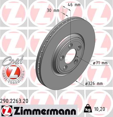 Zimmermann 290.2263.20 - Гальмівний диск autocars.com.ua
