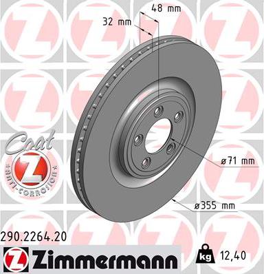 Zimmermann 290.2264.20 - Гальмівний диск autocars.com.ua