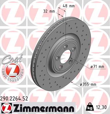 Zimmermann 290.2264.52 - Гальмівний диск autocars.com.ua