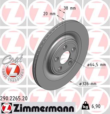 Zimmermann 290.2265.20 - Гальмівний диск autocars.com.ua