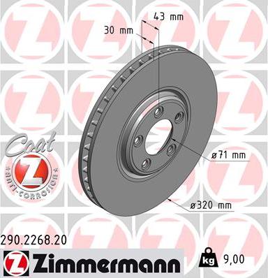 Zimmermann 290.2268.20 - Гальмівний диск autocars.com.ua