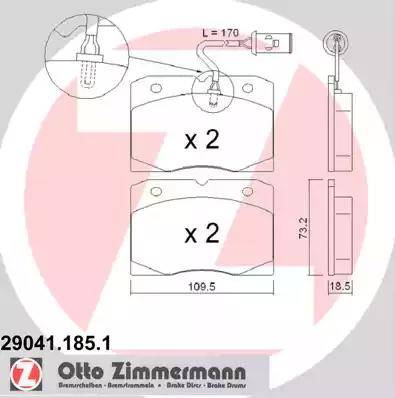 Zimmermann 29041.185.1 - Гальмівні колодки, дискові гальма autocars.com.ua