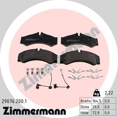 Zimmermann 29076.200.1 - Тормозные колодки, дисковые, комплект autodnr.net