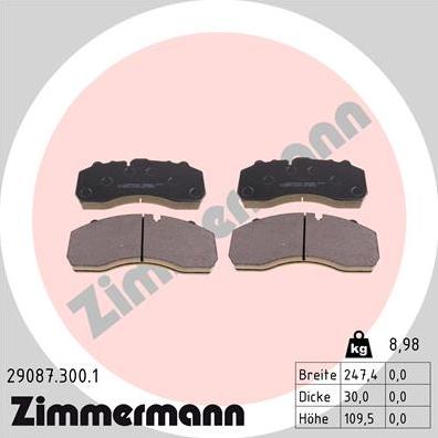 Zimmermann 29087.300.1 - Тормозные колодки, дисковые, комплект autodnr.net