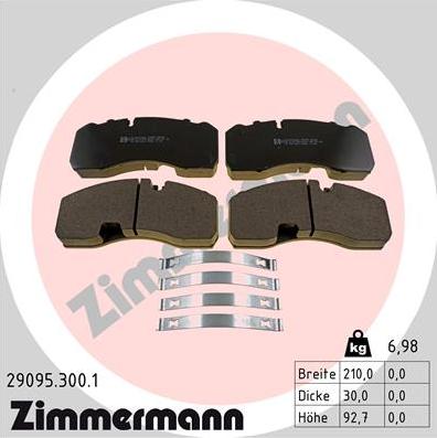 Zimmermann 29095.300.1 - Гальмівні колодки, дискові гальма autocars.com.ua