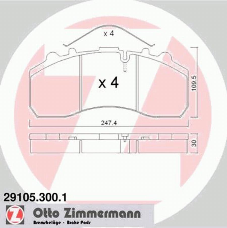 Zimmermann 291053001 - Гальмівні колодки, дискові гальма autocars.com.ua