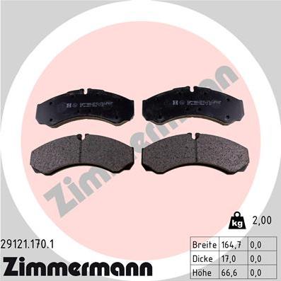 Zimmermann 29121.170.1 - Тормозные колодки, дисковые, комплект autodnr.net