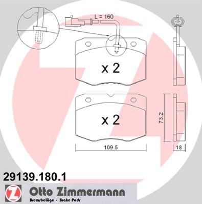 Zimmermann 29139.180.1 - Тормозные колодки, дисковые, комплект autodnr.net
