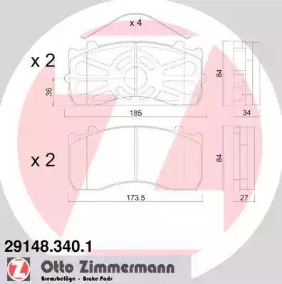 Zimmermann 29148.340.1 - Тормозные колодки, дисковые, комплект autodnr.net