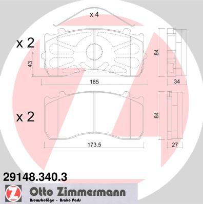 Zimmermann 29148.340.3 - Тормозные колодки, дисковые, комплект autodnr.net