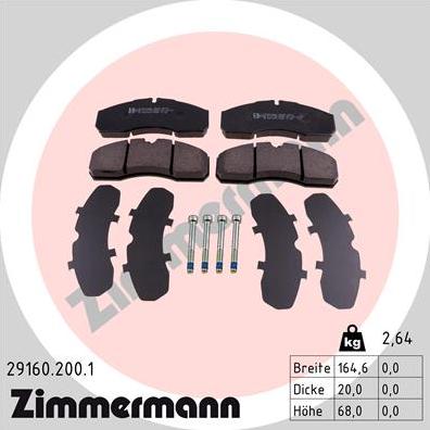 Zimmermann 29160.200.1 - Тормозные колодки, дисковые, комплект autodnr.net