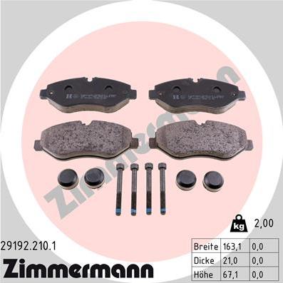Zimmermann 29192.210.1 - Тормозные колодки, дисковые, комплект autodnr.net