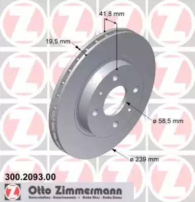 Zimmermann 300.2093.00 - Тормозной диск avtokuzovplus.com.ua