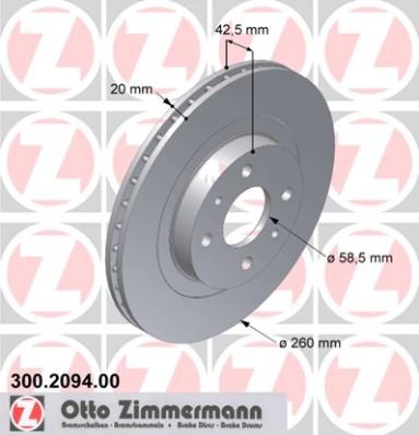 Zimmermann 300.2094.00 - Тормозной диск avtokuzovplus.com.ua