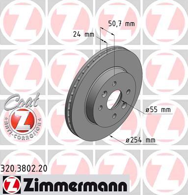 Zimmermann 320.3802.20 - Гальмівний диск autocars.com.ua