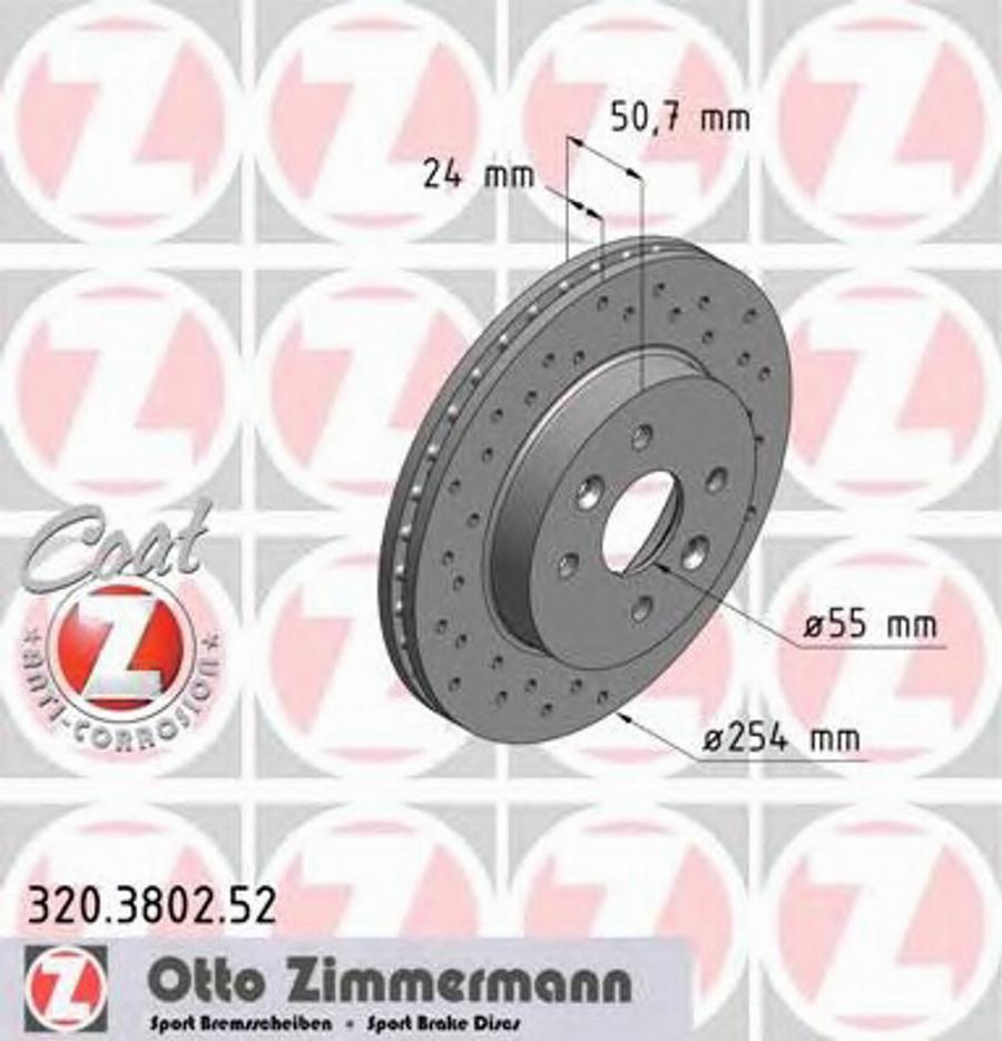 Zimmermann 320.3802.52 - Тормозной диск avtokuzovplus.com.ua