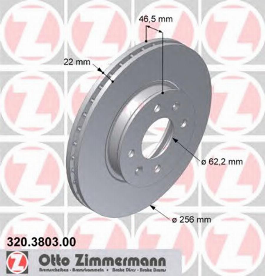 Zimmermann 320.3803.00 - Гальмівний диск autocars.com.ua