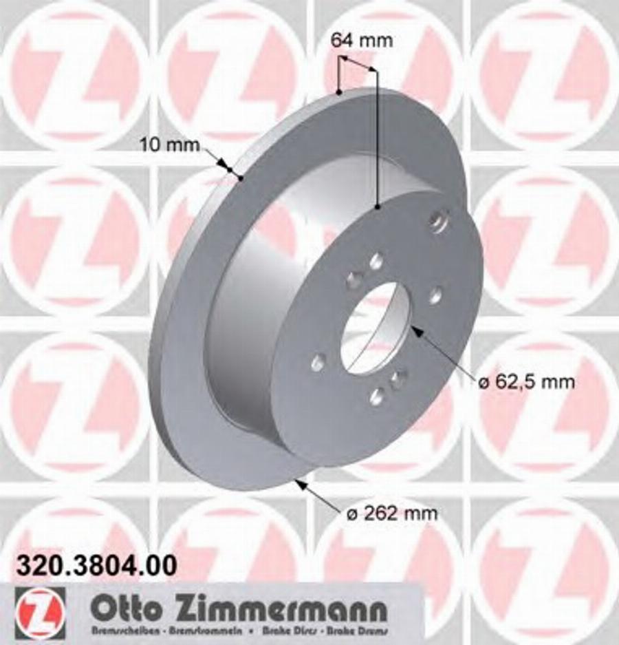 Zimmermann 320.3804.00 - Гальмівний диск autocars.com.ua