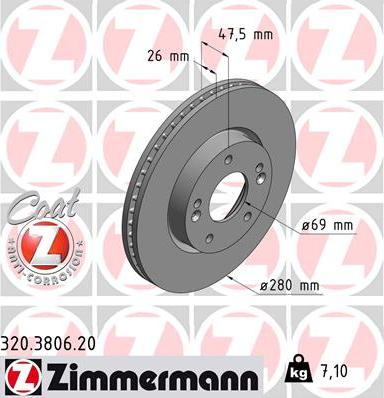 Zimmermann 320.3806.20 - Гальмівний диск autocars.com.ua