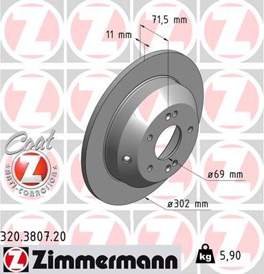 Zimmermann 320.3807.20 - Гальмівний диск autocars.com.ua