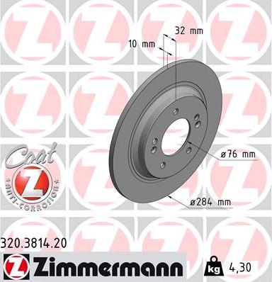 Zimmermann 320.3814.20 - Гальмівний диск autocars.com.ua