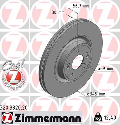 Zimmermann 320.3820.20 - Гальмівний диск autocars.com.ua