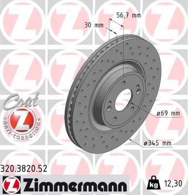 Zimmermann 320.3820.52 - Гальмівний диск autocars.com.ua