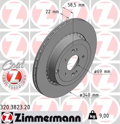 Zimmermann 320.3823.20 - Гальмівний диск autocars.com.ua