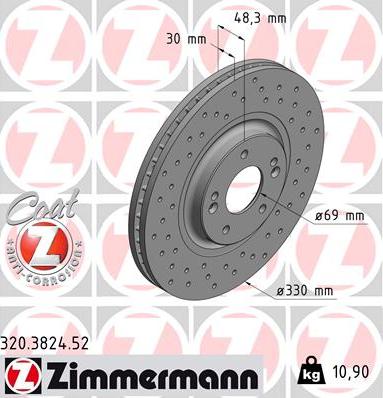 Zimmermann 320.3824.52 - Гальмівний диск autocars.com.ua