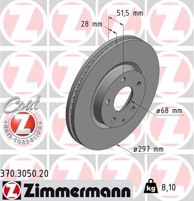 Zimmermann 370.3050.20 - Тормозной диск avtokuzovplus.com.ua