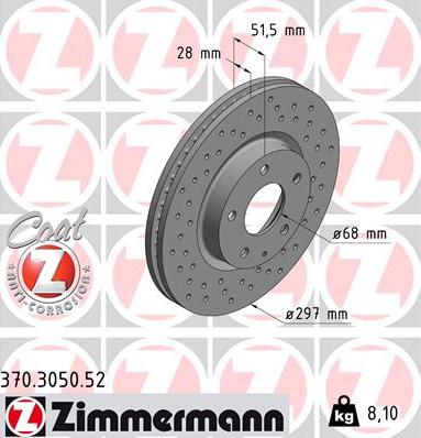 Zimmermann 370.3050.52 - Тормозной диск avtokuzovplus.com.ua