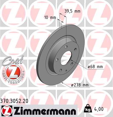 Zimmermann 370.3052.20 - Тормозной диск avtokuzovplus.com.ua