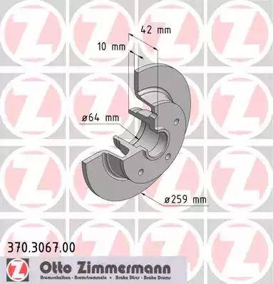 Zimmermann 370.3067.00 - Гальмівний диск autocars.com.ua