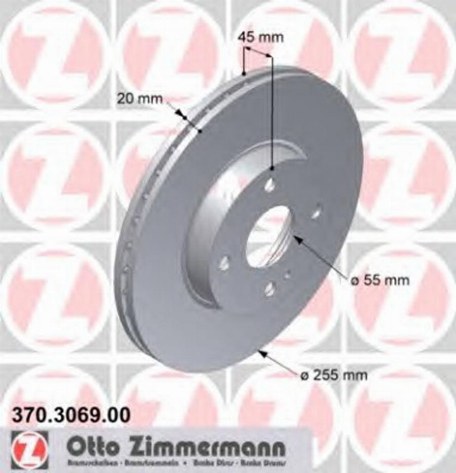 Zimmermann 370.3069.00 - Гальмівний диск autocars.com.ua