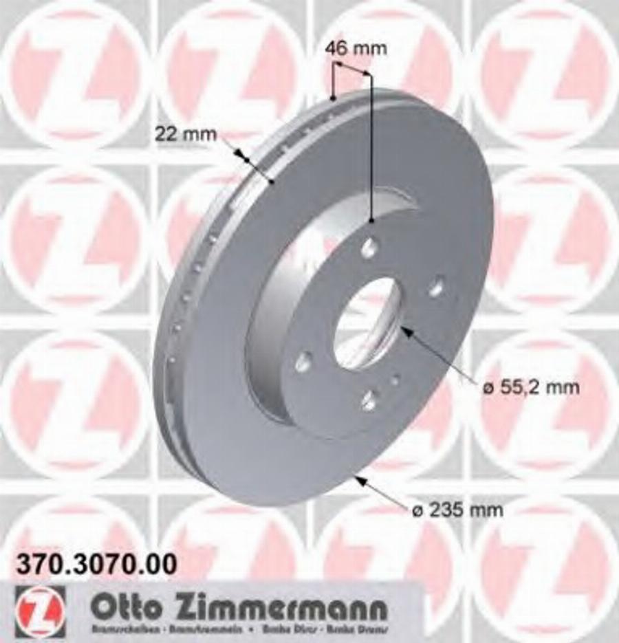 Zimmermann 370.3070.00 - Тормозной диск avtokuzovplus.com.ua