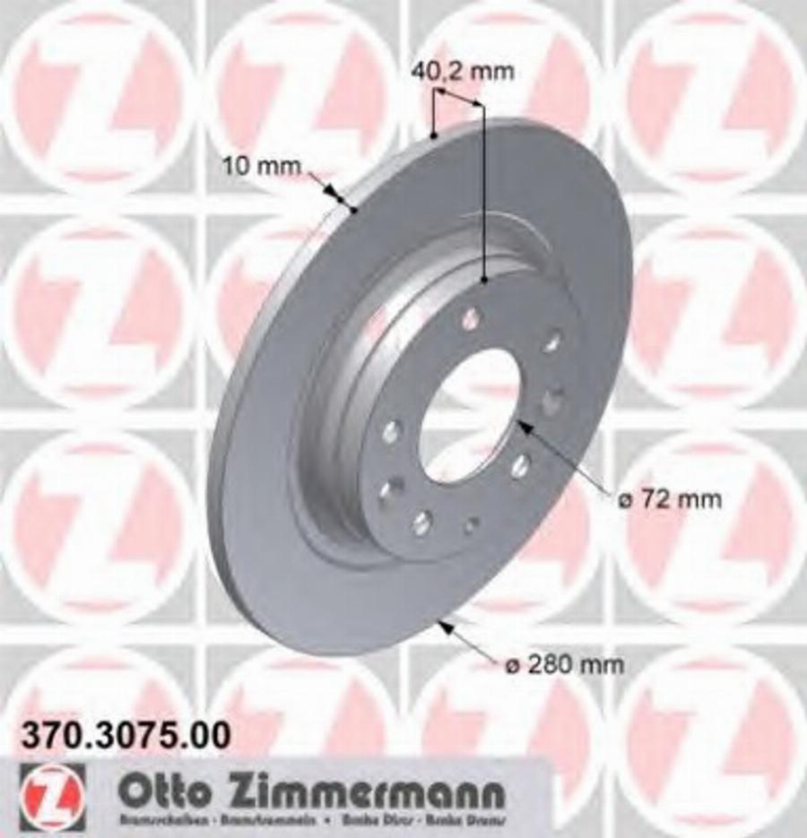 Zimmermann 370.3075.00 - Тормозной диск avtokuzovplus.com.ua