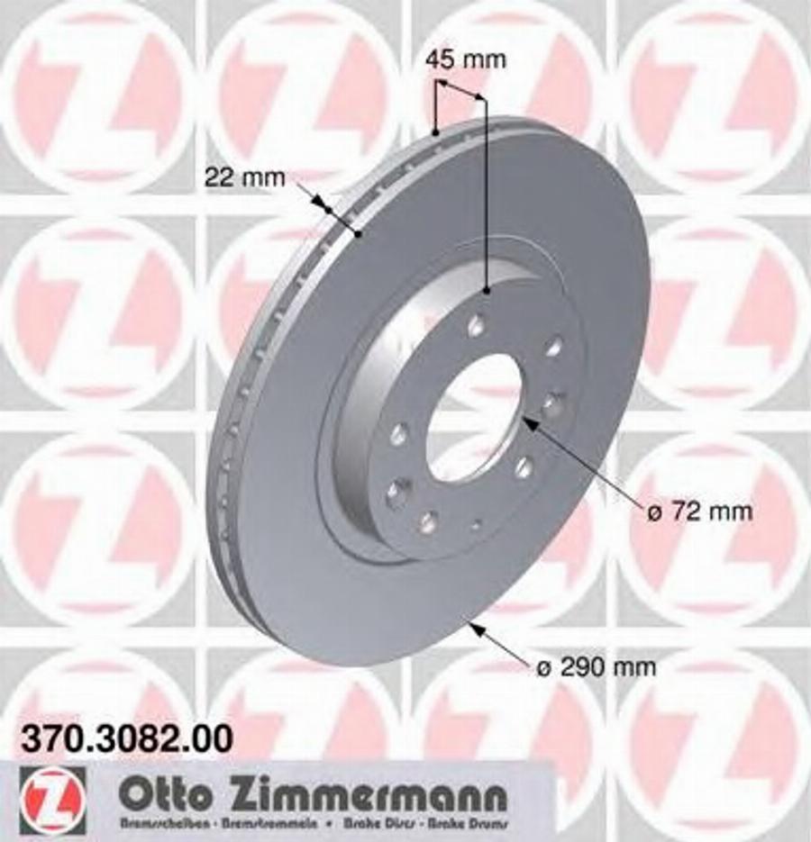 Zimmermann 370308200 - Тормозной диск avtokuzovplus.com.ua