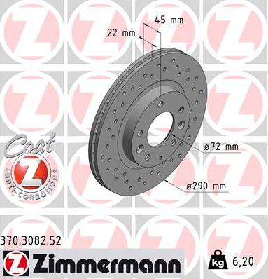 Zimmermann 370.3082.52 - Тормозной диск avtokuzovplus.com.ua