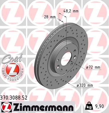 Zimmermann 370.3088.52 - Гальмівний диск autocars.com.ua