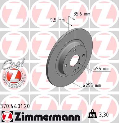 Zimmermann 370.4401.20 - Гальмівний диск autocars.com.ua