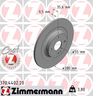 Zimmermann 370.4402.20 - Гальмівний диск autocars.com.ua