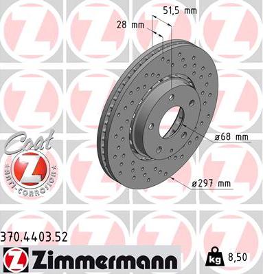 Zimmermann 370.4403.52 - Тормозной диск avtokuzovplus.com.ua