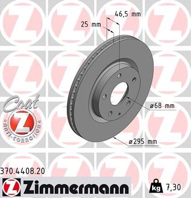 Zimmermann 370.4408.20 - Гальмівний диск autocars.com.ua