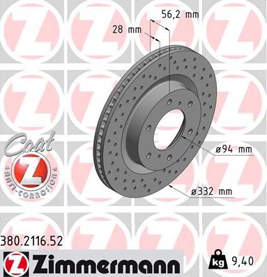 Zimmermann 380.2116.52 - Тормозной диск autodnr.net