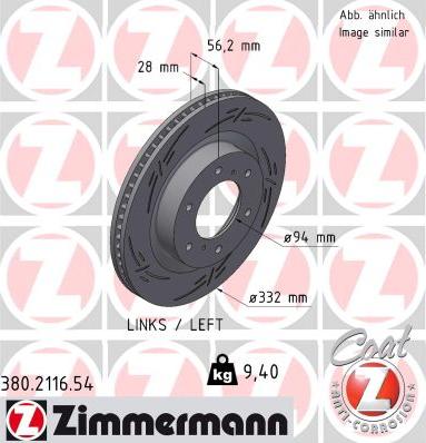 Zimmermann 380.2116.54 - Гальмівний диск autocars.com.ua