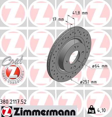 Zimmermann 380.2117.52 - Тормозной диск avtokuzovplus.com.ua