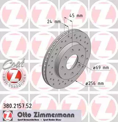 Zimmermann 380.2157.52 - Гальмівний диск autocars.com.ua